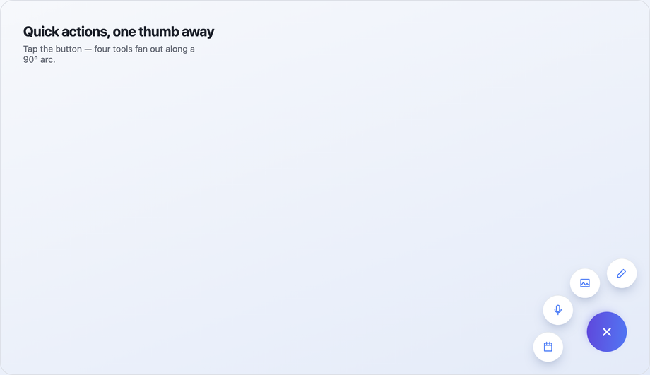 Floating Action Radial Menu (FAB Speed Dial) — preview