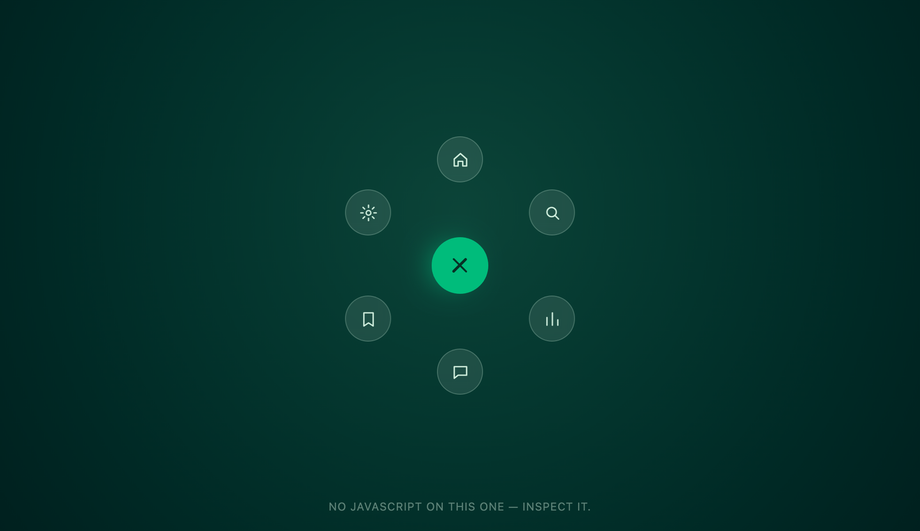 Pure CSS Radial Submenu (sin() & cos()) — preview