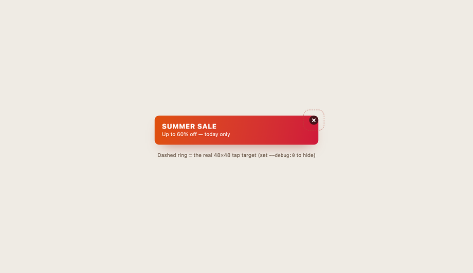 IAB Mobile Ad Banner Close Button — preview