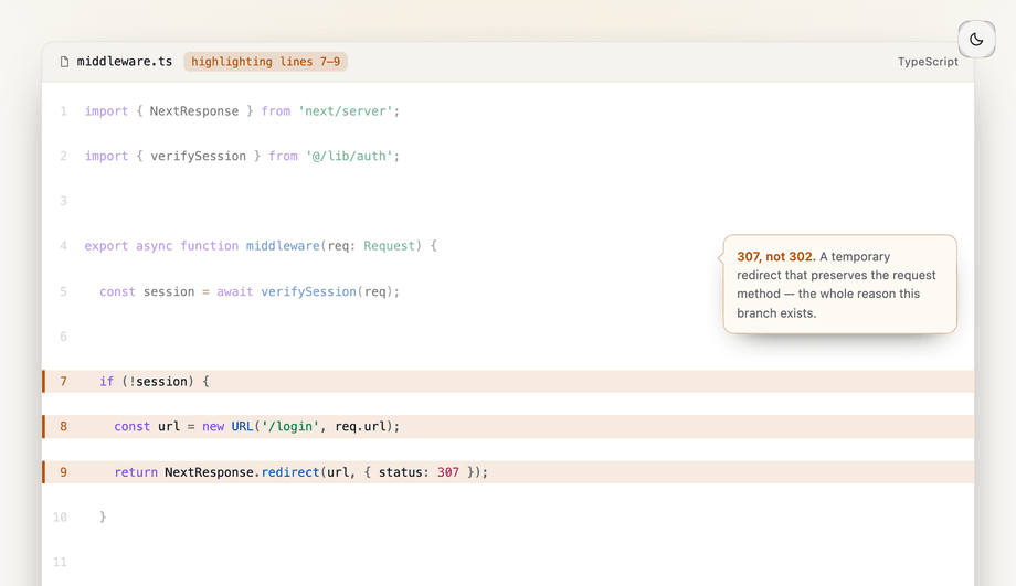 Code Block with Highlighted Line Range (Focus Callout) — preview
