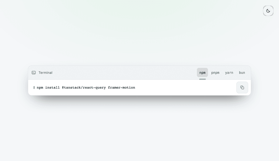 Terminal Command Block with Copy Only Command Button — preview