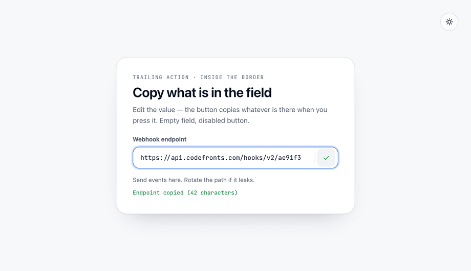 CSS Copy Button Inside Input Text Field — preview