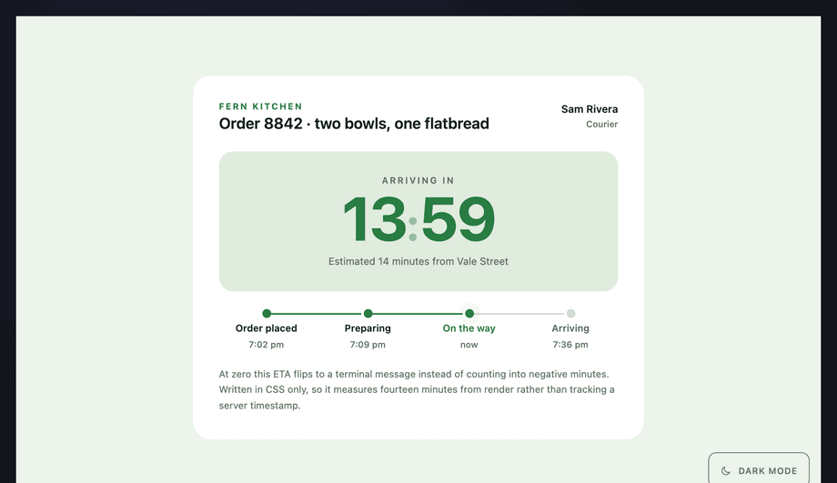 Delivery ETA Countdown with Live Status — preview