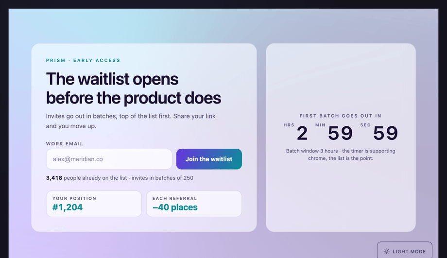 Product Launch Waitlist Countdown Page — preview