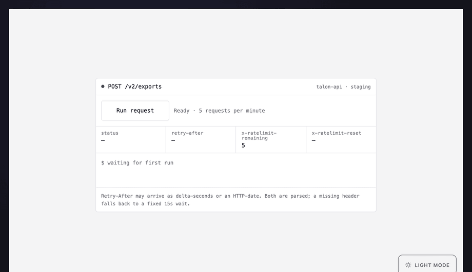 Rate Limit Cooldown Button with Retry Timer — preview