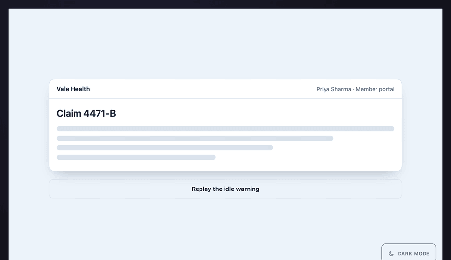 Session Timeout Warning with Extend Action — preview