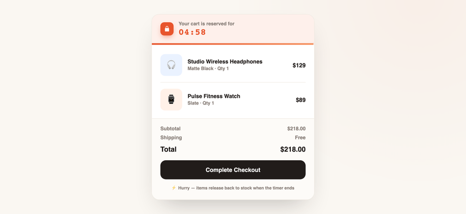 Shopping Cart Expiration Timers — preview