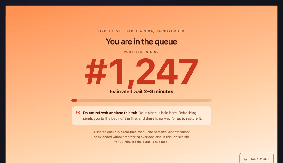 Ticket Queue Position and Wait Countdown — preview