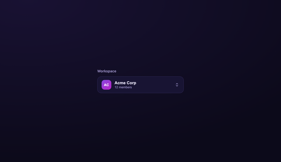 CSS Account Workspace Switcher Dropdown — preview