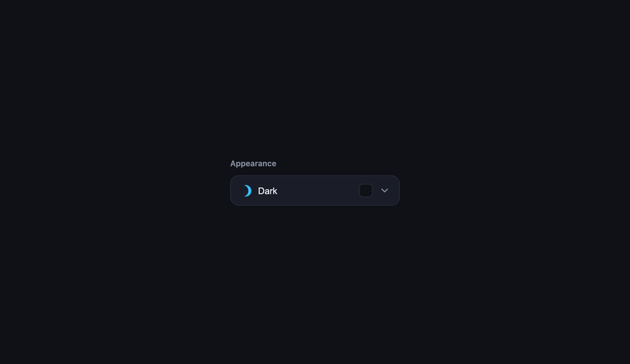 CSS Dark Mode Theme Selector Dropdown — preview