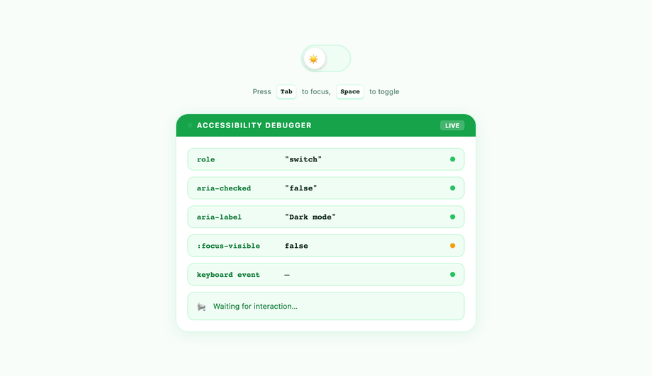 Accessible ARIA Toggle with Native Focus & ARIA States — preview