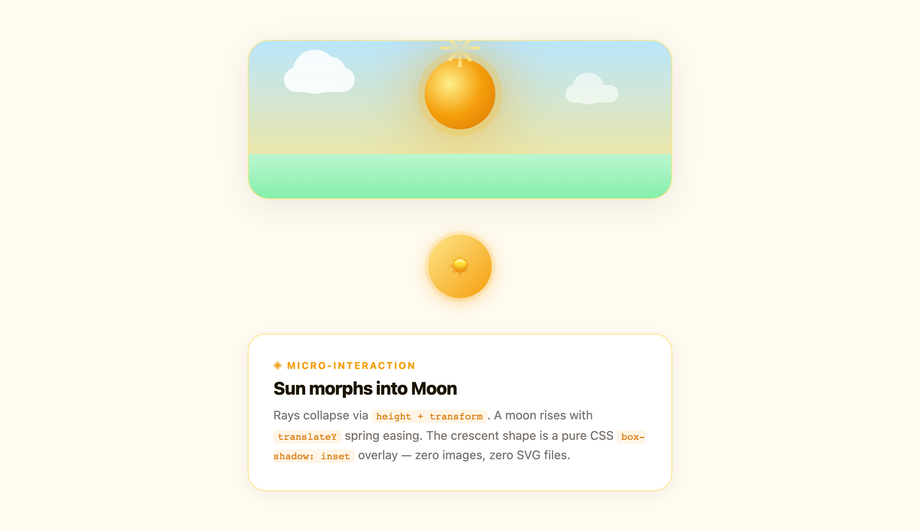 Animated Sun-to-Moon Micro-Interaction — preview