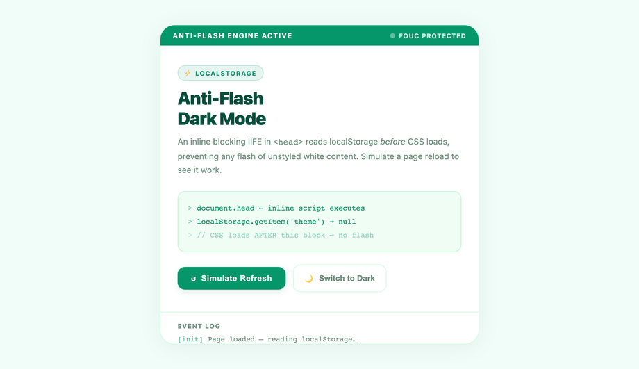 LocalStorage Anti-Flash Template — preview