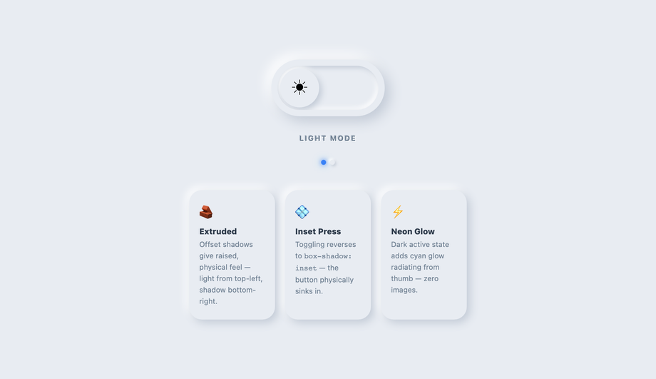 Neumorphic Skeuomorphic Tactile Toggle Switch — preview