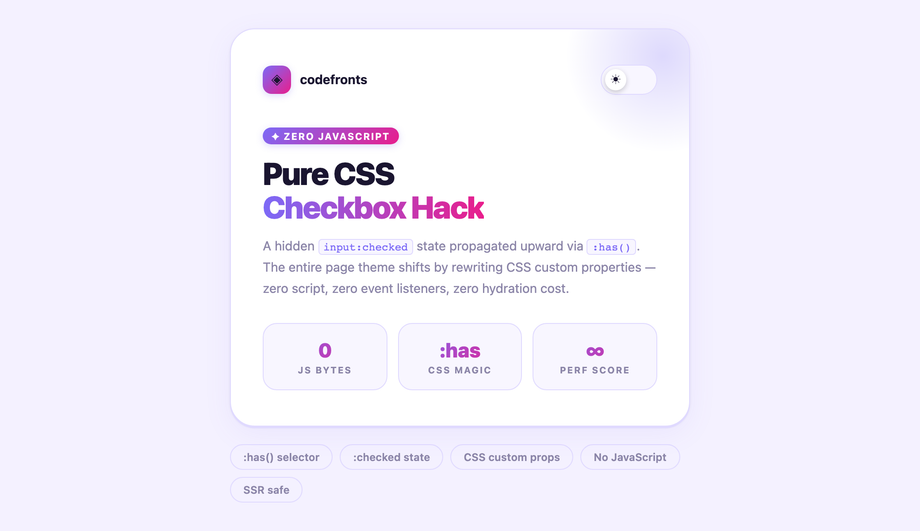 Pure CSS Checkbox Hack Toggle — preview