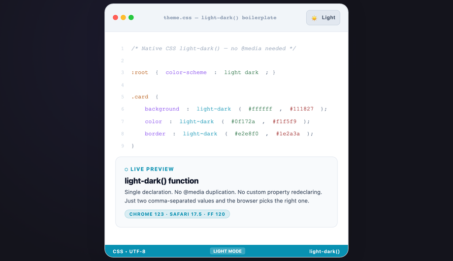 The Modern CSS light-dark() Function Boilerplate — preview