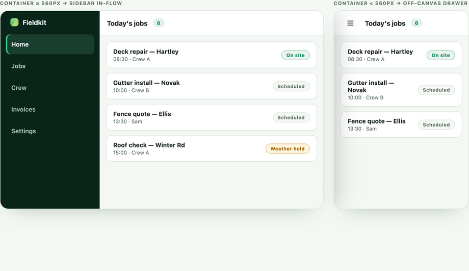 Mobile-Responsive Off-Canvas Drawer Dashboard — preview
