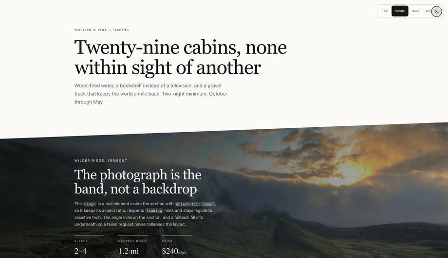 CSS Angled Section with Background Image — preview