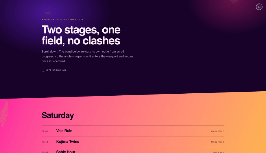 CSS Animated Diagonal Section on Scroll — preview