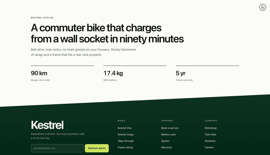 CSS Diagonal Footer Transition — preview
