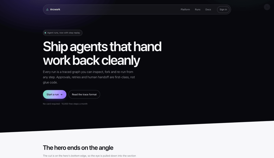 CSS Diagonal Hero Section with CTA — preview
