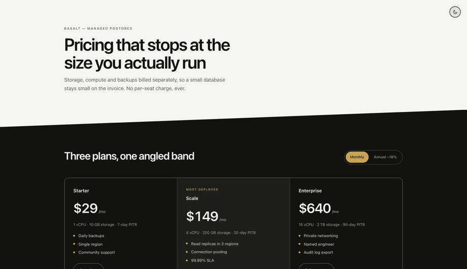 CSS Diagonal Pricing Section Band — preview