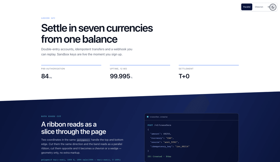 CSS Double Diagonal Section Both Edges — preview