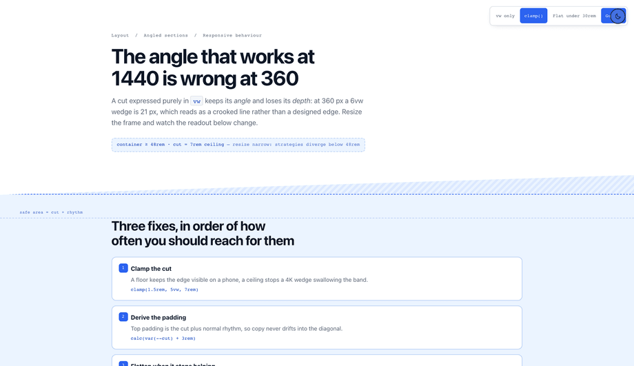 CSS Responsive Diagonal Section Mobile Fix — preview