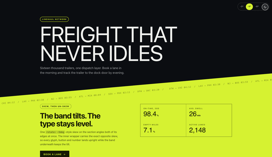 CSS Skewed Section with Counter-Skewed Content — preview