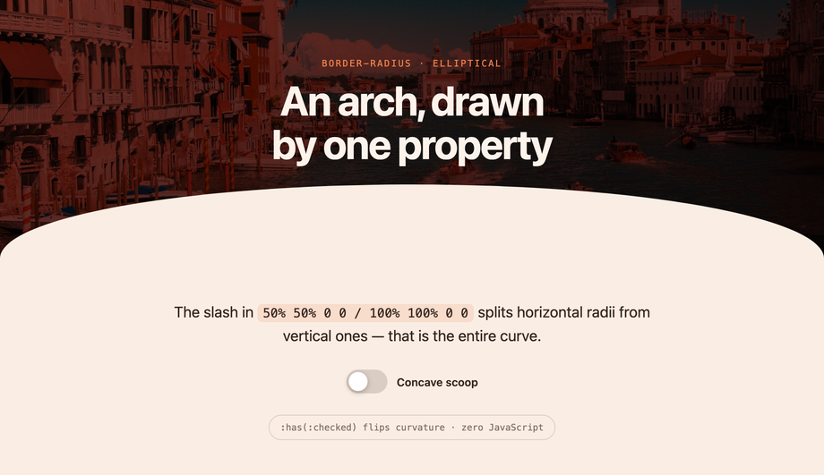 Curved Arch Section Divider CSS — preview