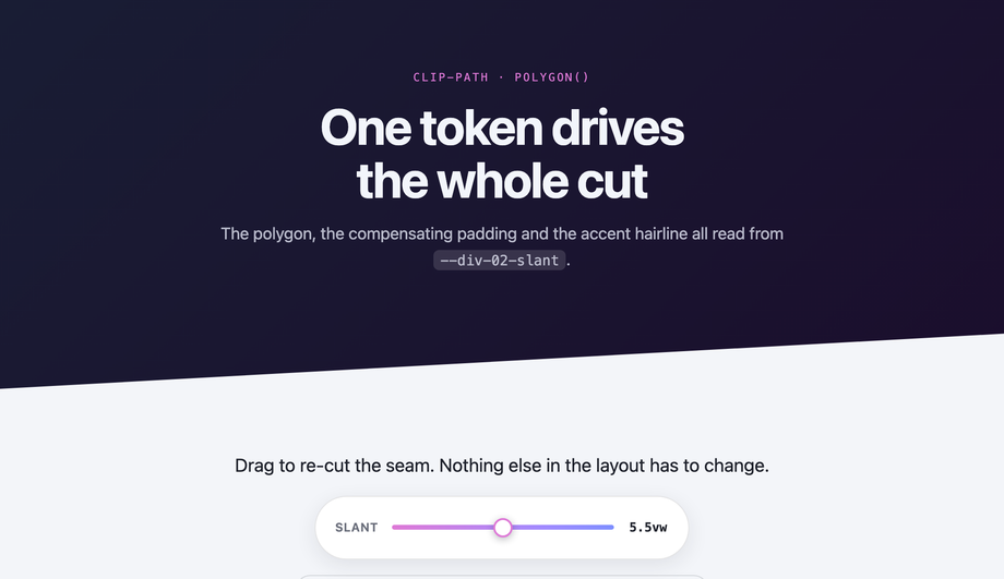 Diagonal Slanted Section Divider CSS — preview