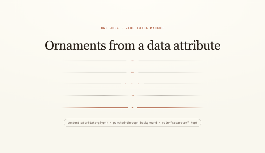 Pure CSS Ornamental Divider with Pseudo-Elements — preview