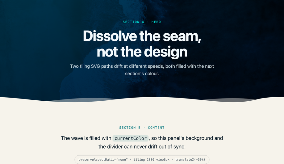 SVG Wave Section Divider CSS — preview