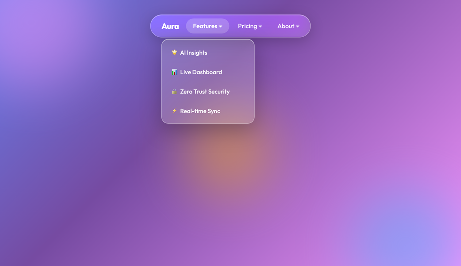 Glassmorphism Float Panel Dropdown — preview