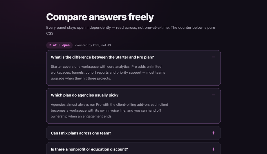 FAQ with Expand-All-Simultaneously Multi-Open Pattern — preview