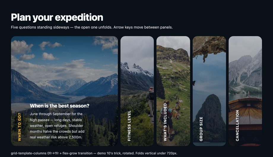 Horizontal FAQ Accordion Layout — preview