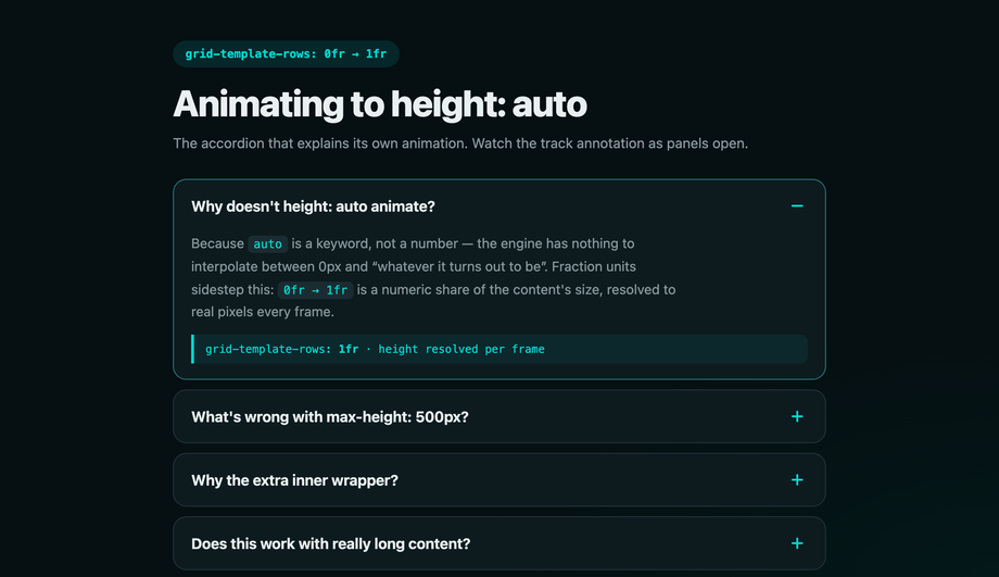 Smooth grid-template-rows Height Transition FAQ — preview