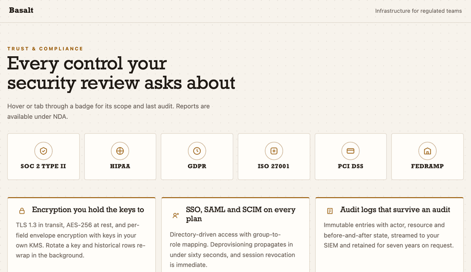 Security and Compliance Badges Feature Section — preview