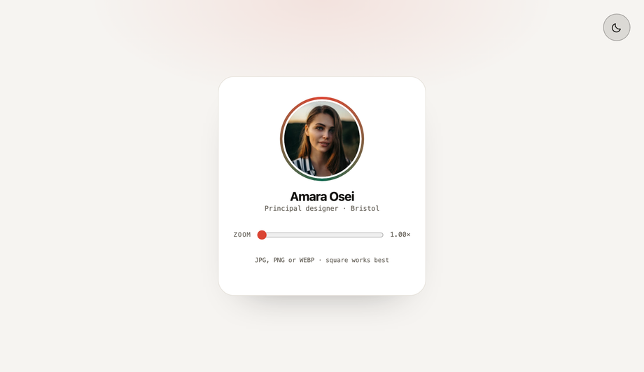 Avatar Upload with Circular Preview — preview