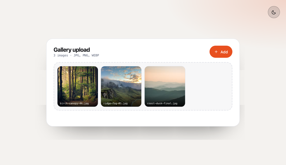 Drag and Drop Upload Grid Preview — preview