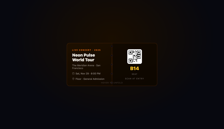 Booking Event Ticket Fold Card — preview