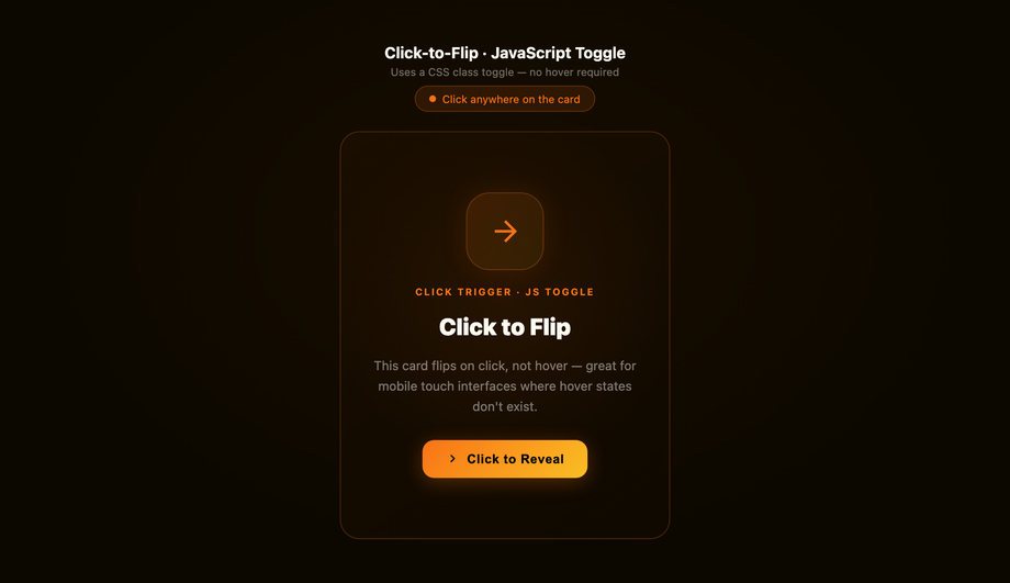 Click-to-Flip JavaScript Toggle Card — preview