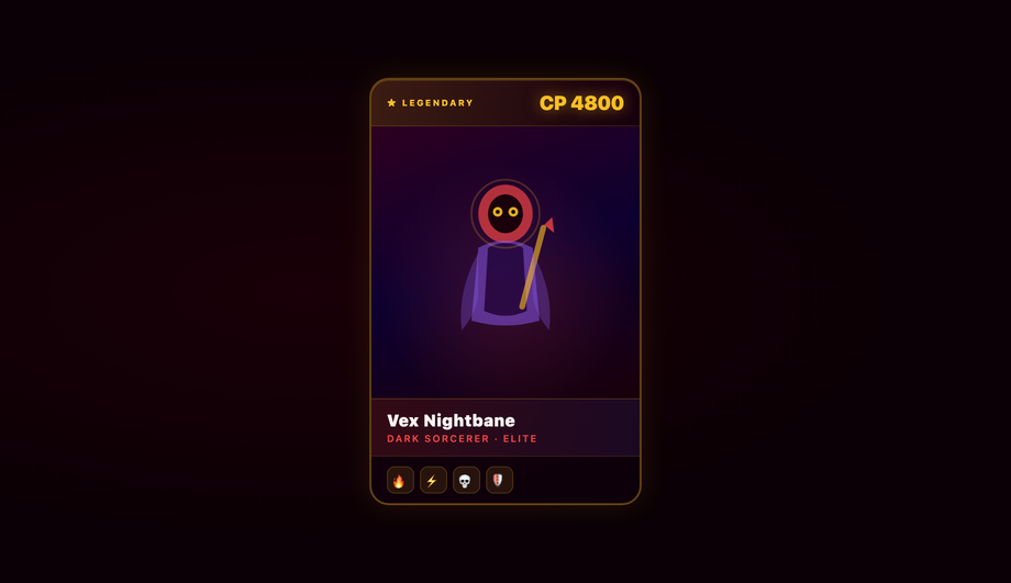 Gaming Trading Card Character Stats — preview