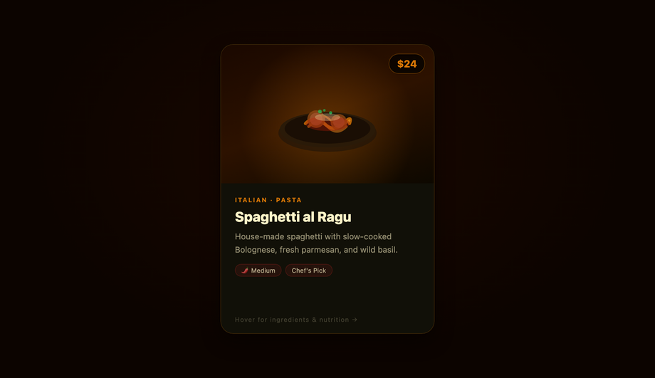 Restaurant Menu Item Recipe Card — preview