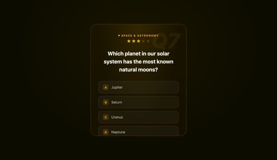 Trivia Quiz Q&A Card — preview
