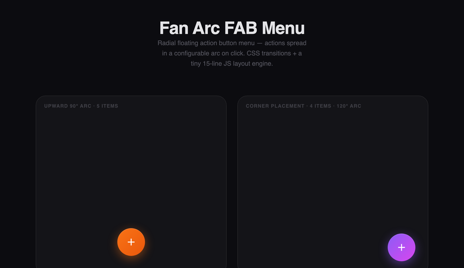 Fan Arc FAB Menu — preview