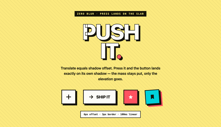 Neo-Brutalist Hard Shadow Floating Button CSS — preview