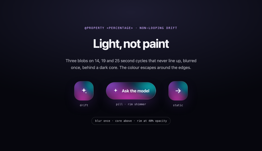 Aurora Gradient Drift Premium Floating Button CSS — preview