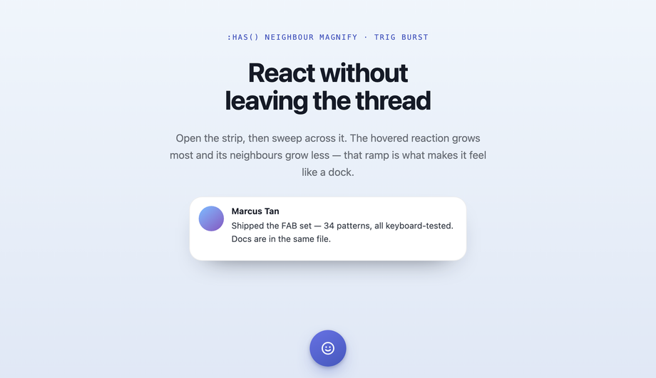Quick Emoji Reply Reaction Floating Button CSS — preview