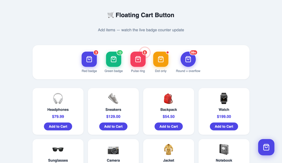 Floating Cart Badge — preview